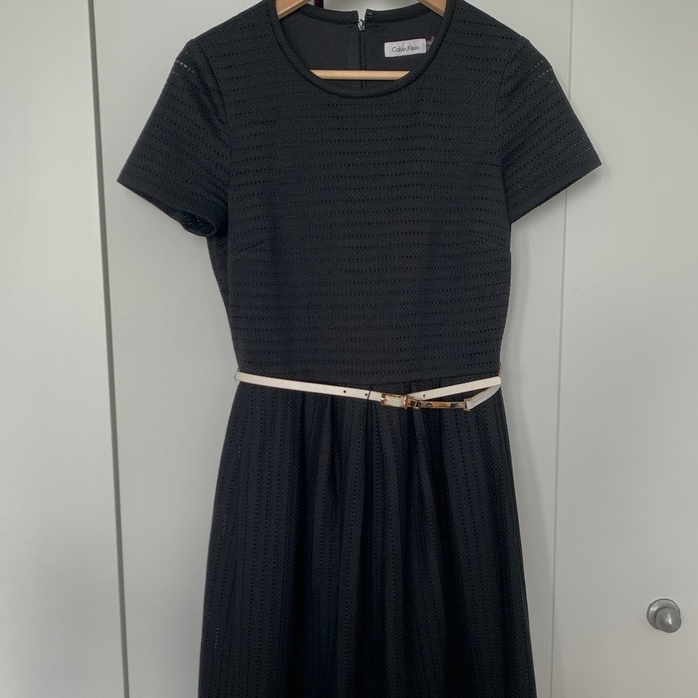 Calvin Klein Fit and Flair Dress with belt